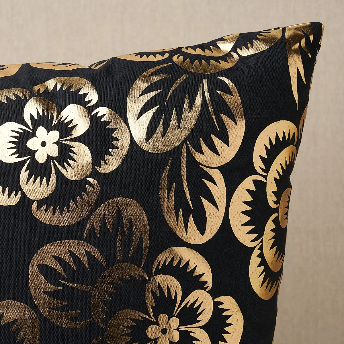 Angelica Floral Pillow_ GOLD & NOIR
