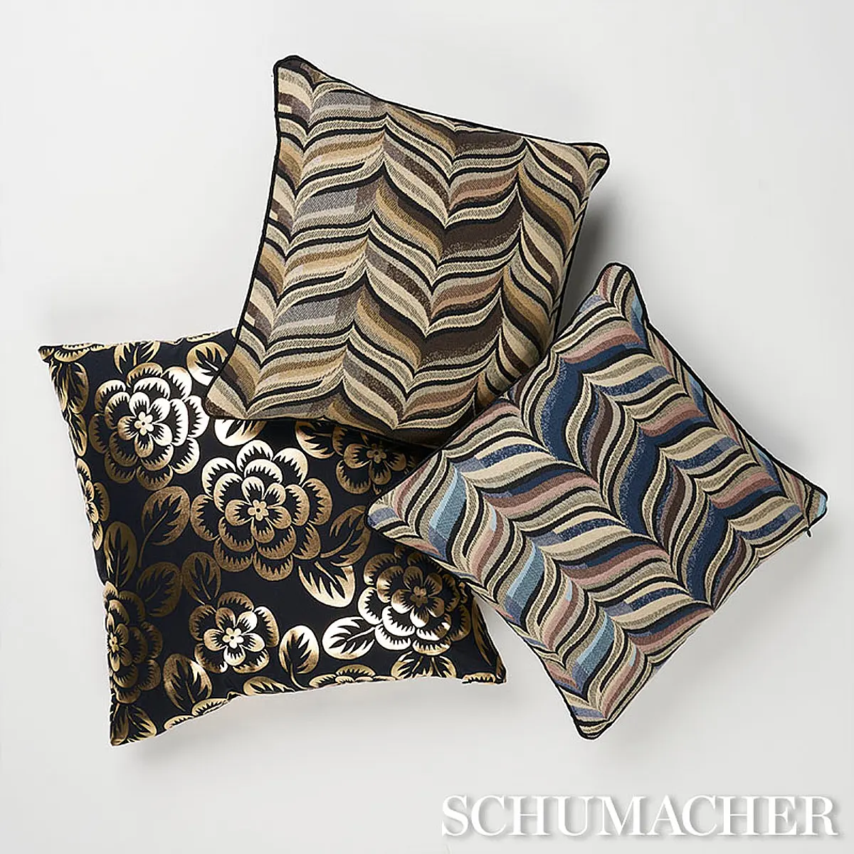 Angelica Floral Pillow_ GOLD & NOIR