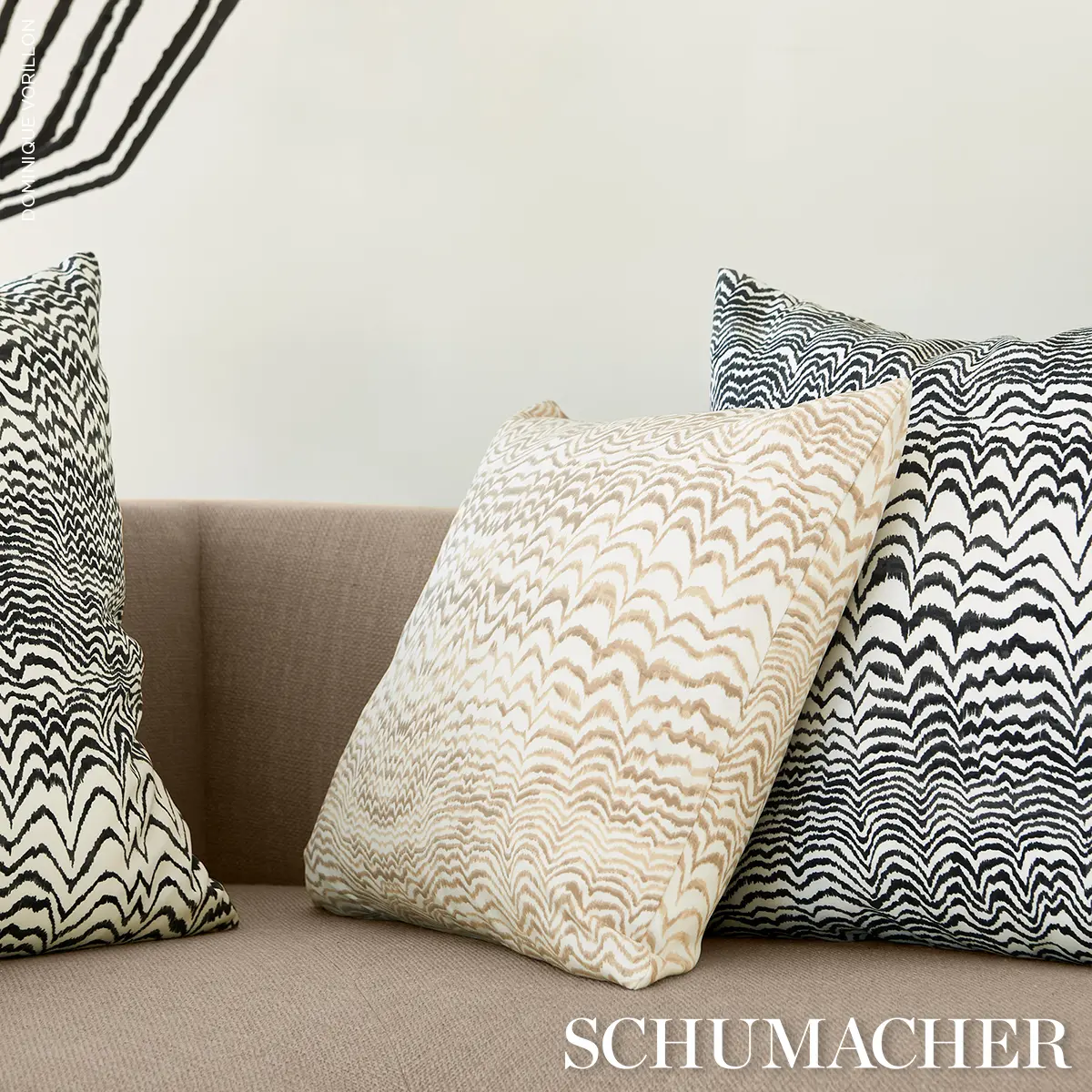 Ink Wave Print I/O Pillow_ NATURAL