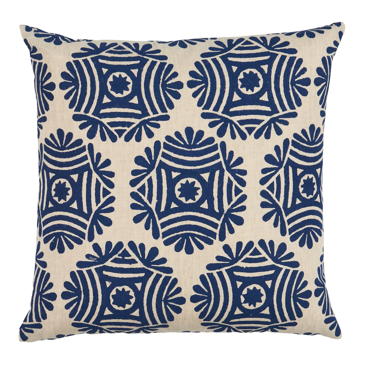 Gilded Star Block Print Pillow_ NAVY ON NATURAL