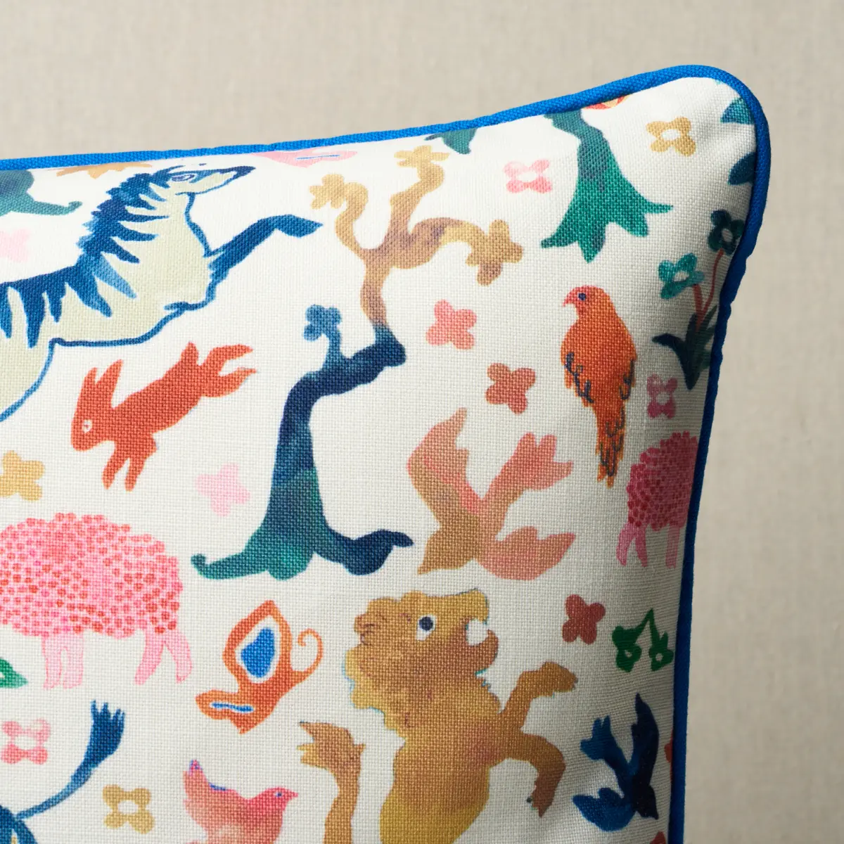 Beasts Pillow_ MULTI ON IVORY