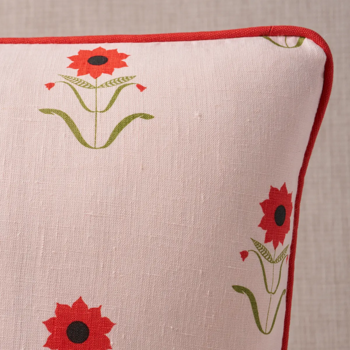 Forget Me Nots Pillow_ RED ON PINK