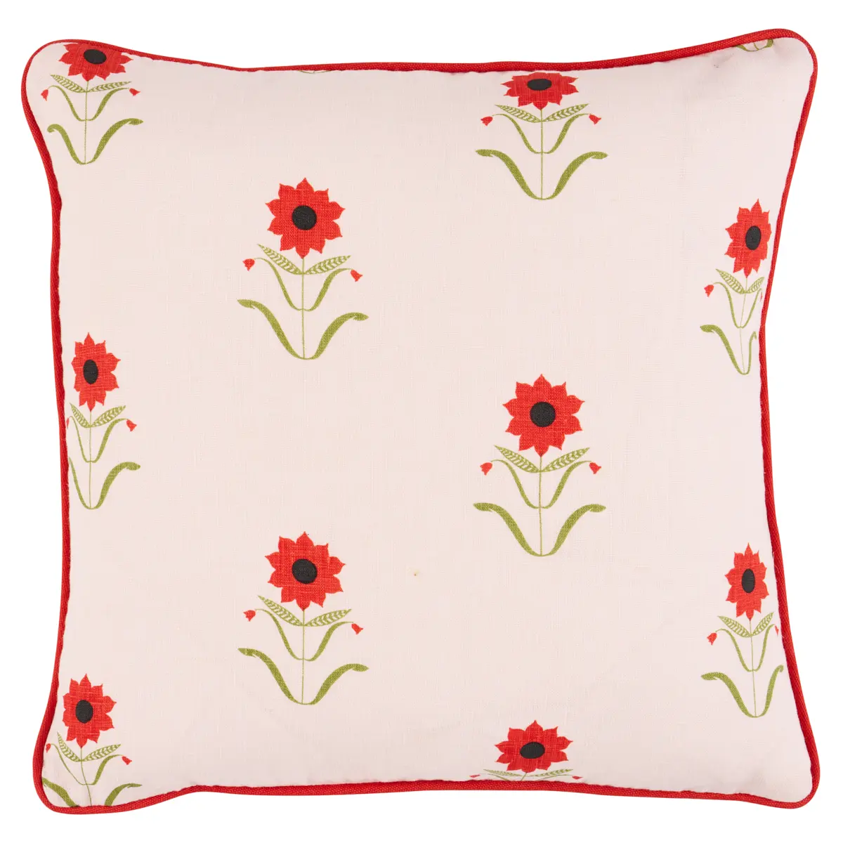 Forget Me Nots Pillow_ RED ON PINK