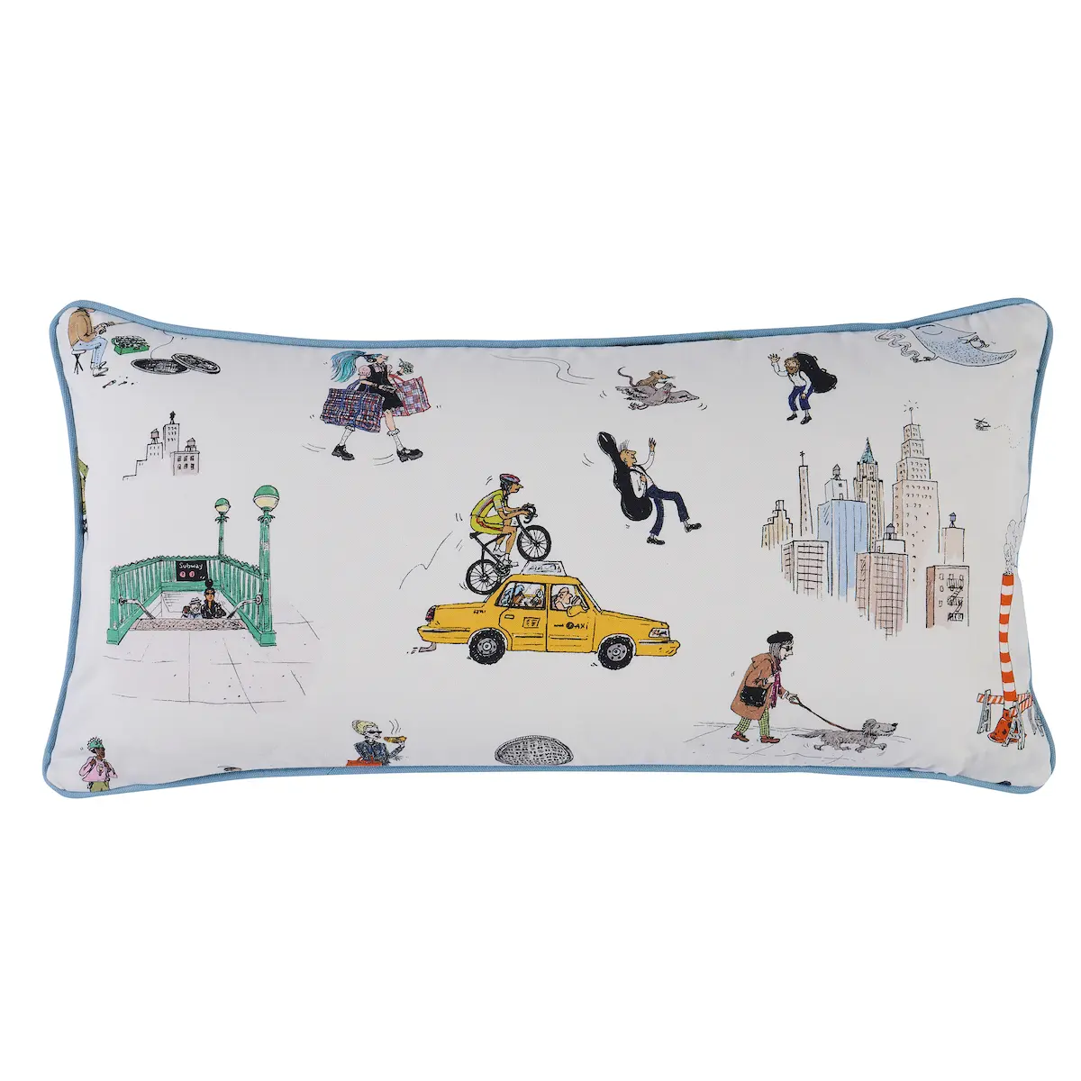 Street Scenes Pillow_ MULTICOLOR ON WHITE