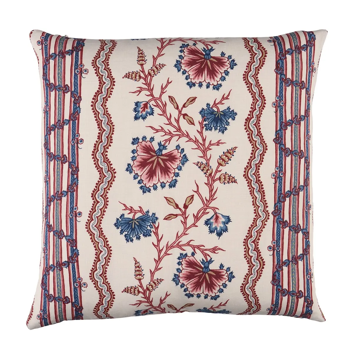 Parvati Floral Stripe Pillow_ VERMILLION