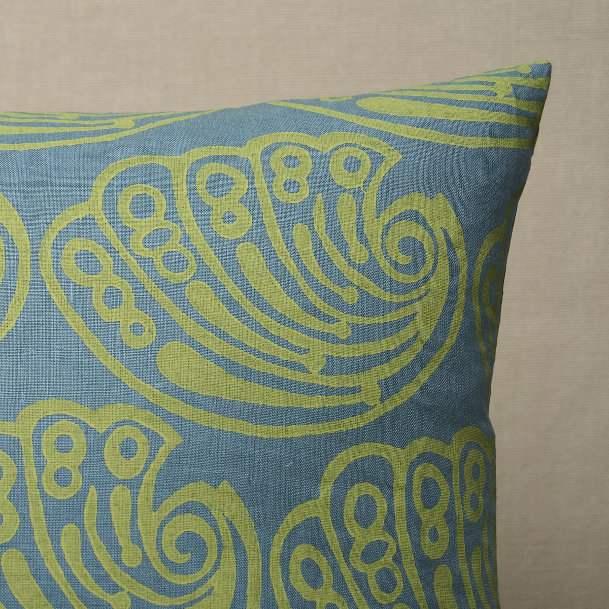 Ramsgate Hand Block Pillow_ SEAWEED