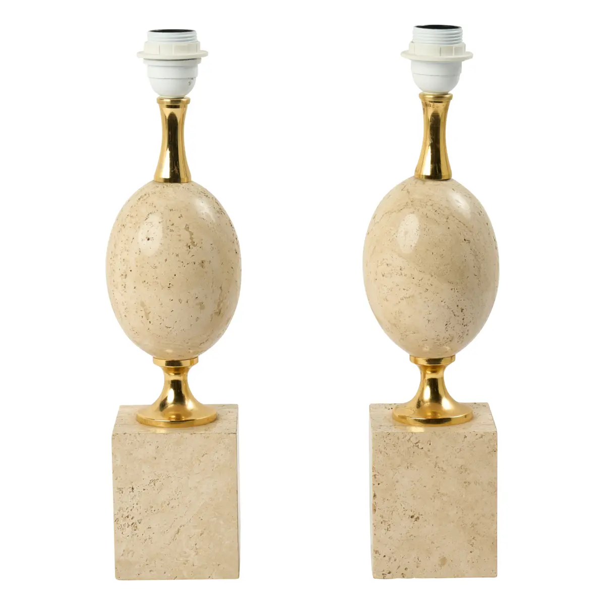 Pair of Travertine Table Lamps_ 