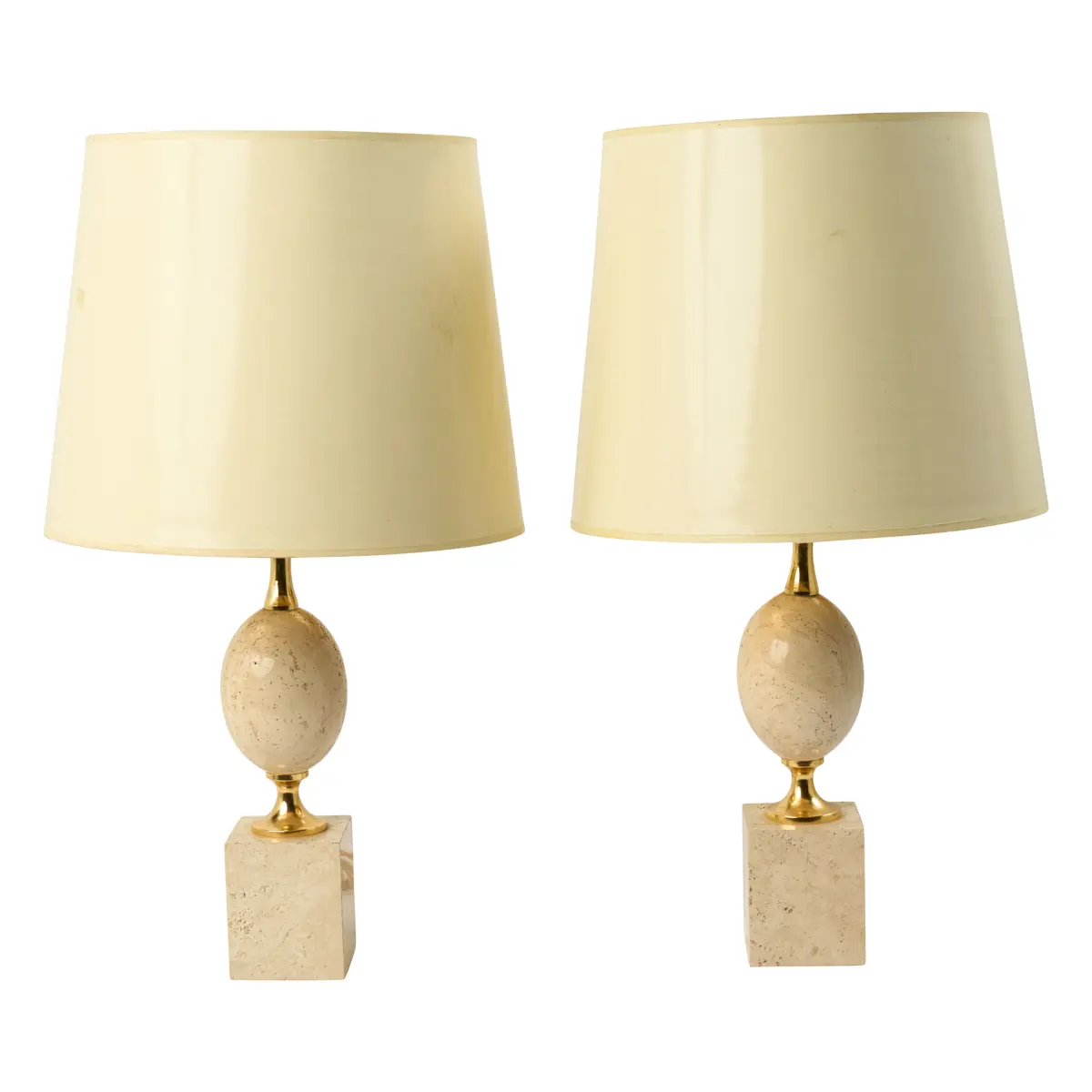 Pair of Travertine Table Lamps_ 