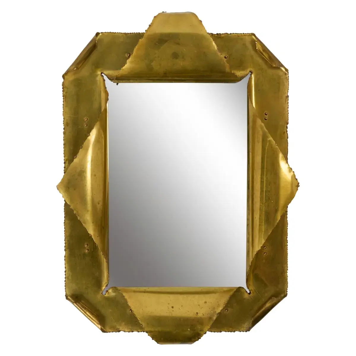 Brutalist Brass Mirror, France_ 
