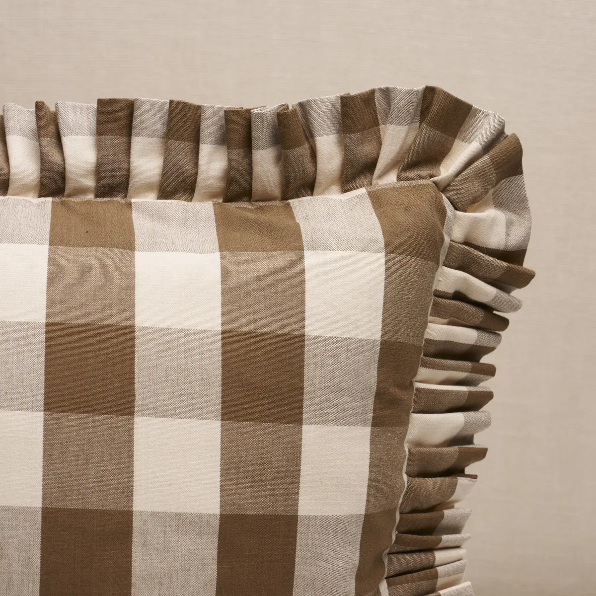 Camden Cotton Check Pillow_ MOCHA