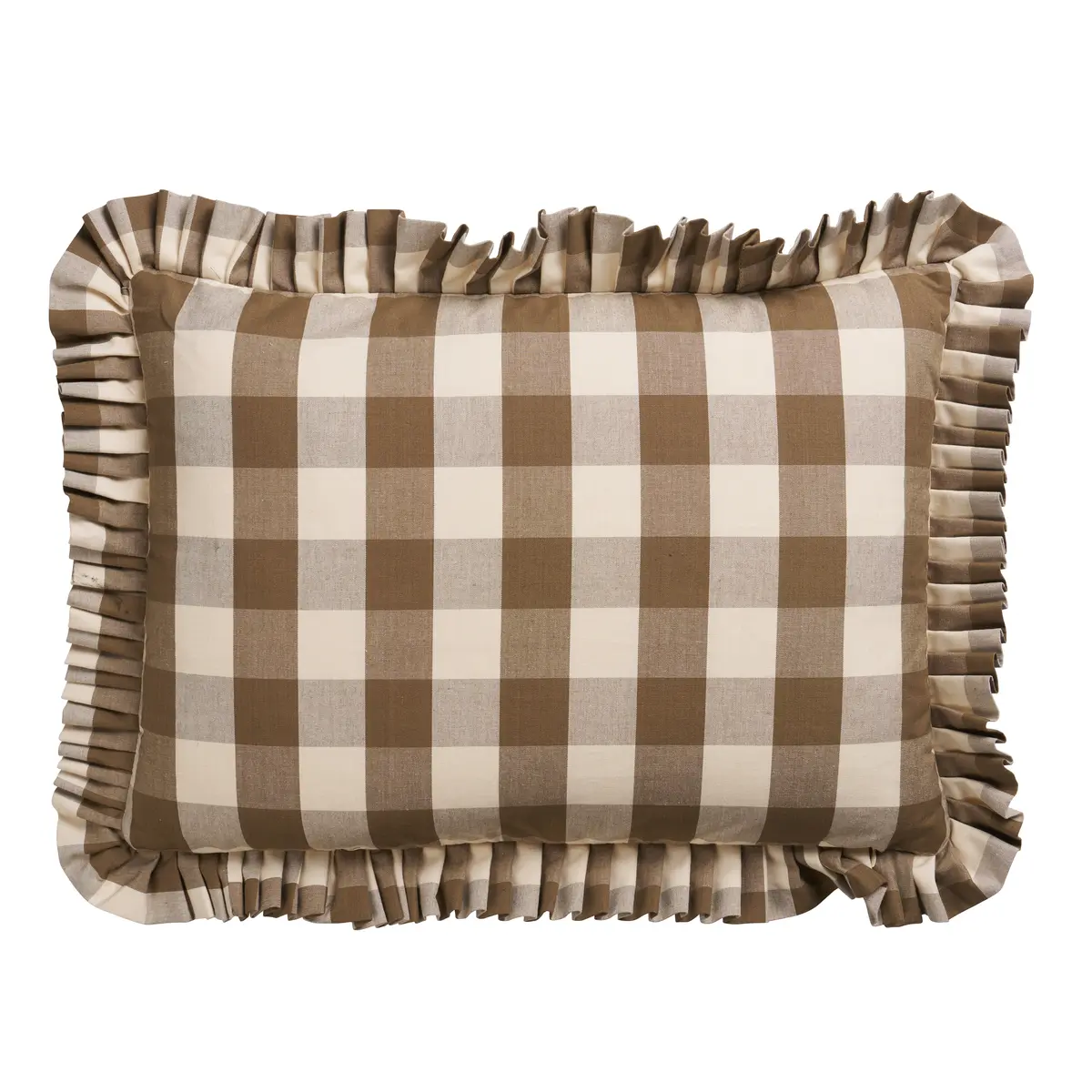 Camden Cotton Check Pillow_ MOCHA