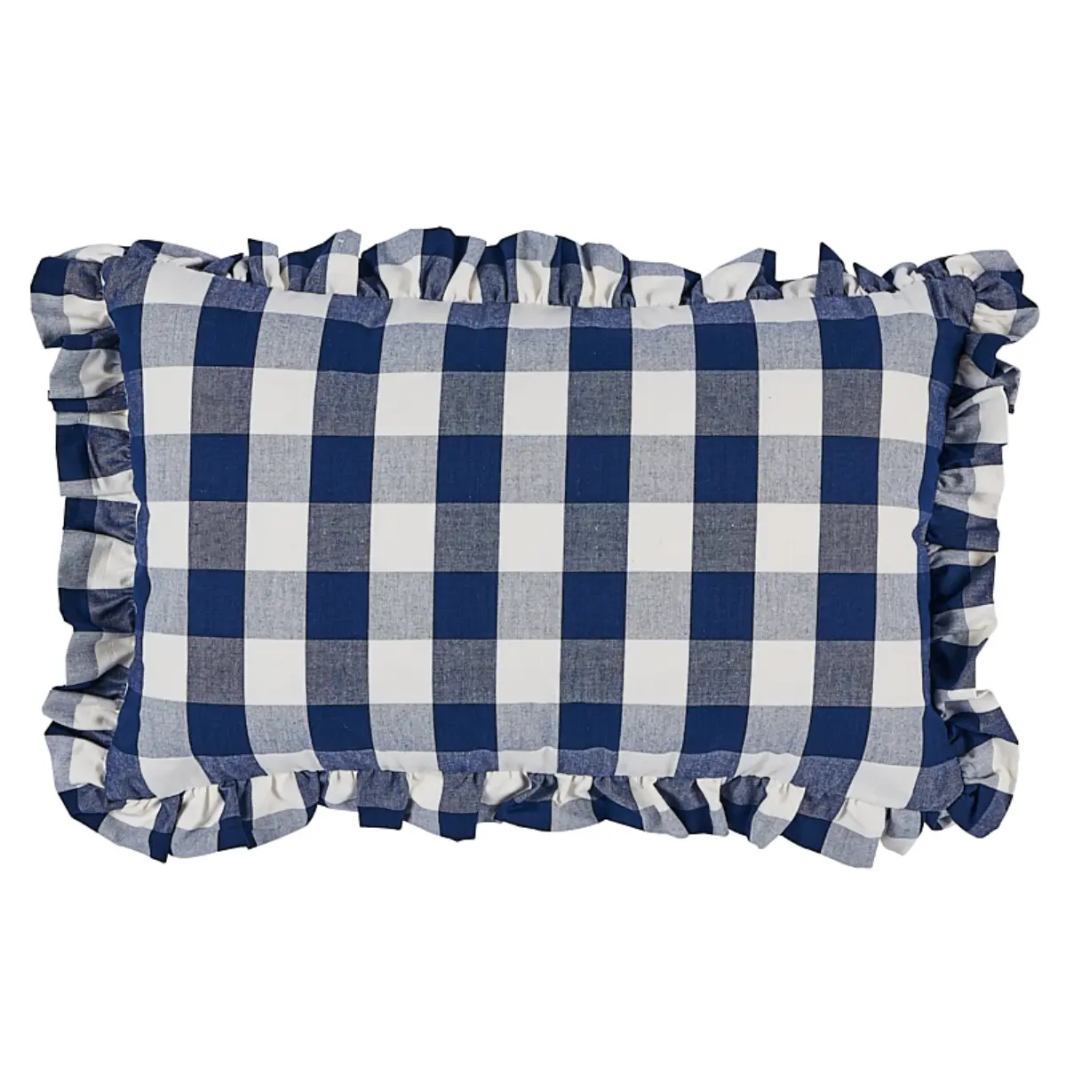 Camden Cotton Check Pillow_ NAVY