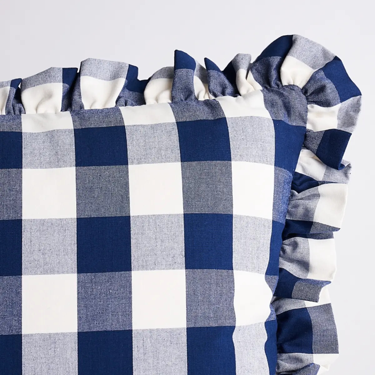 Camden Cotton Check Pillow_ NAVY