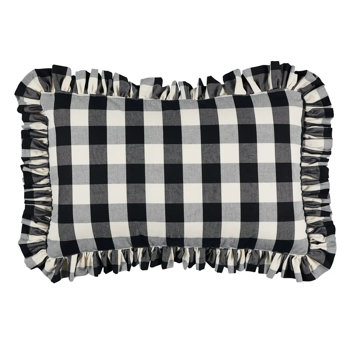 Camden Cotton Check Pillow_ BLACK