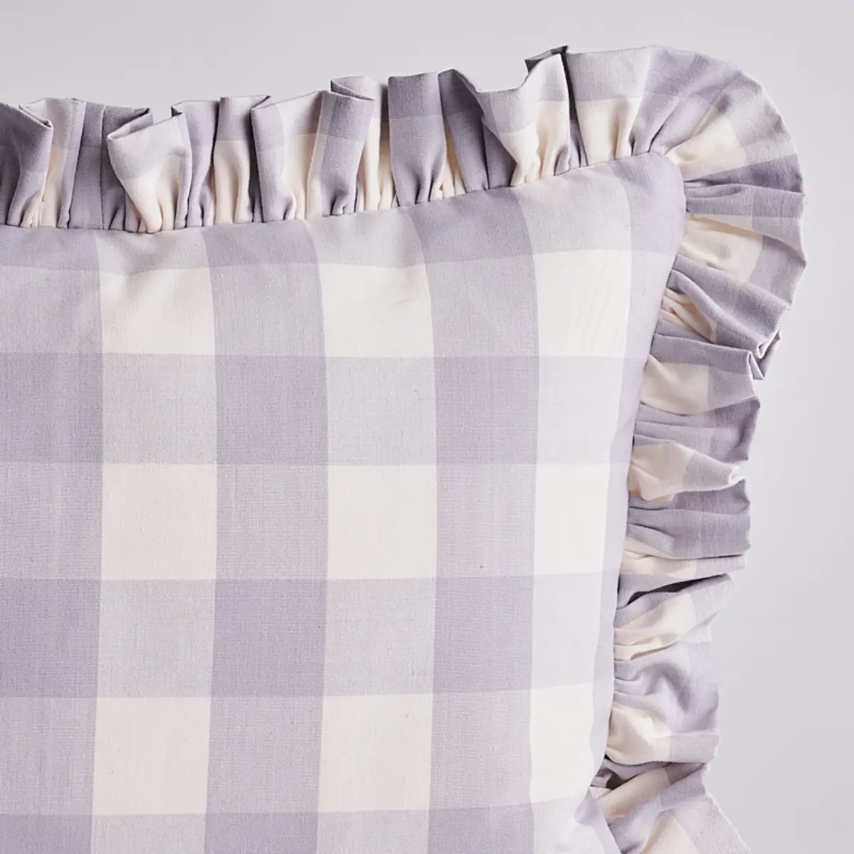 Camden Cotton Check Pillow_ LILAC