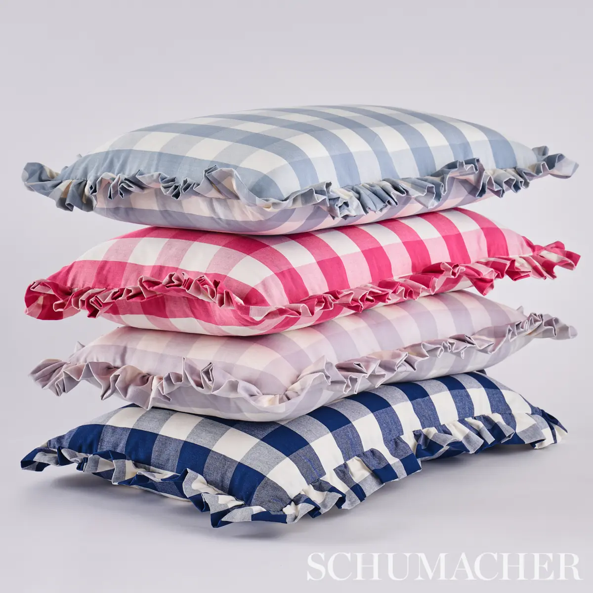 Camden Cotton Check Pillow_ LILAC