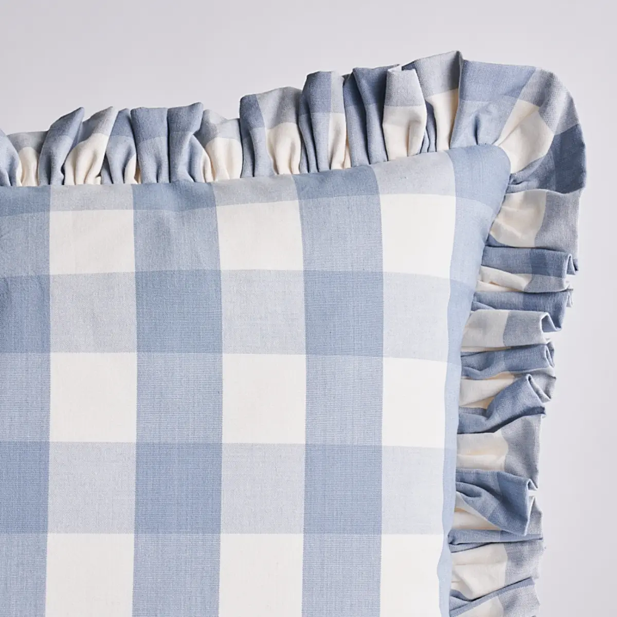 Camden Cotton Check Pillow_ SKY
