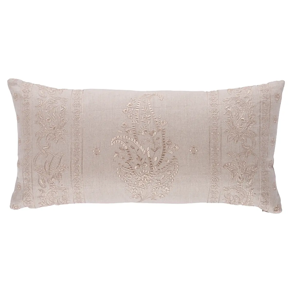 Jaipur Linen Embroidery Pillow_ FLAX