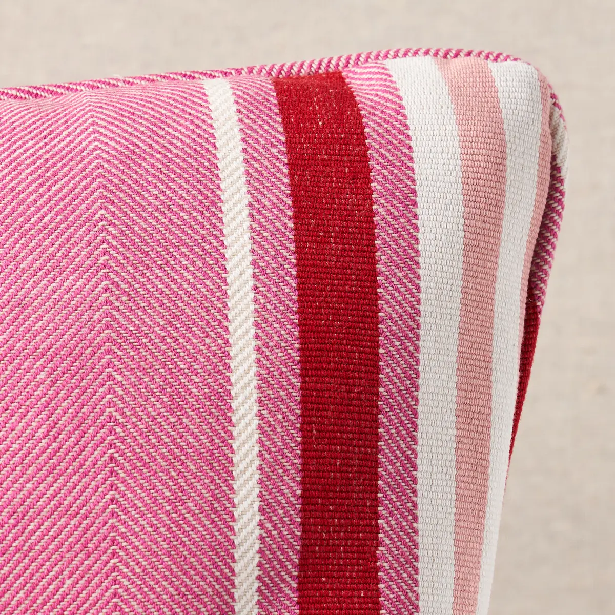 Minzer Cotton Stripe Pillow_ PINK