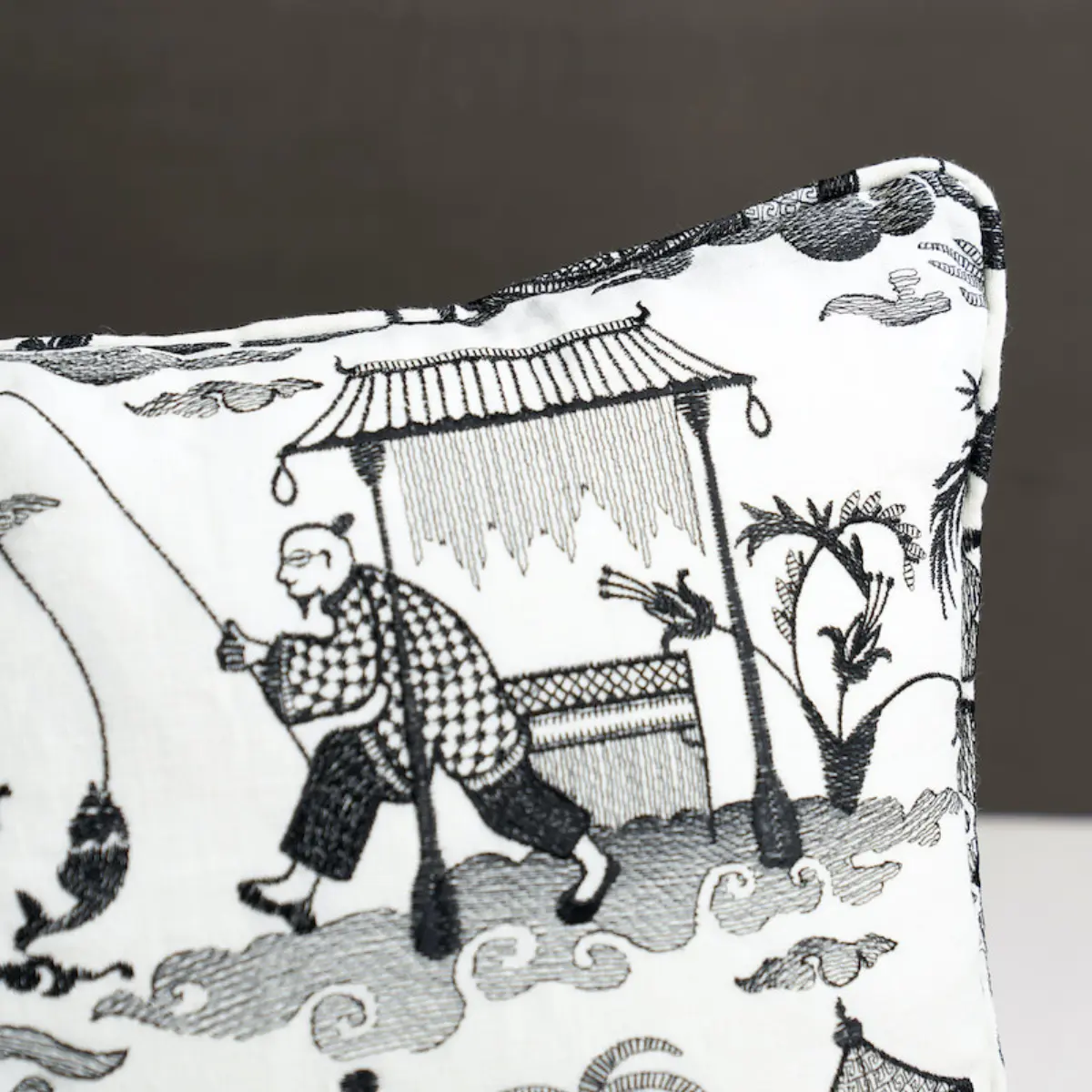 Bassano Toile Pillow_ BLACK