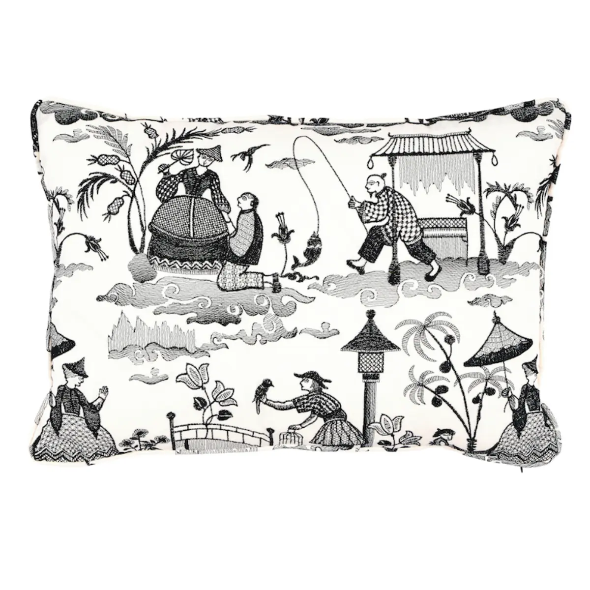 Bassano Toile Pillow_ BLACK