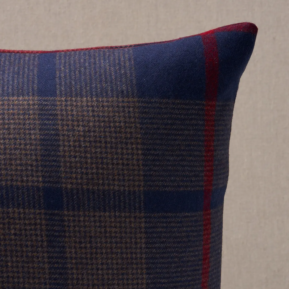 Montana Wool Plaid Pillow_ NAVY