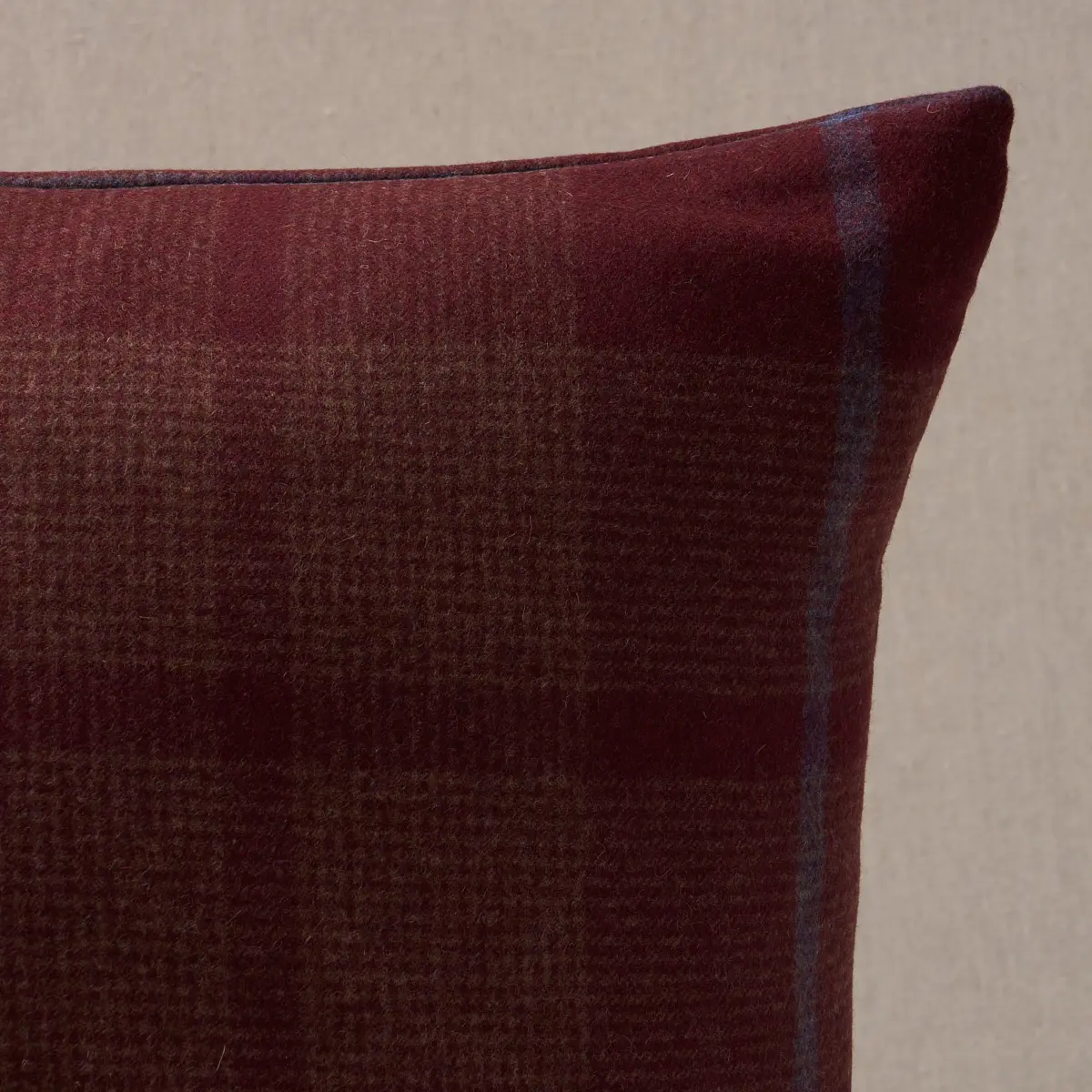 Montana Wool Plaid Pillow_ BURGUNDY
