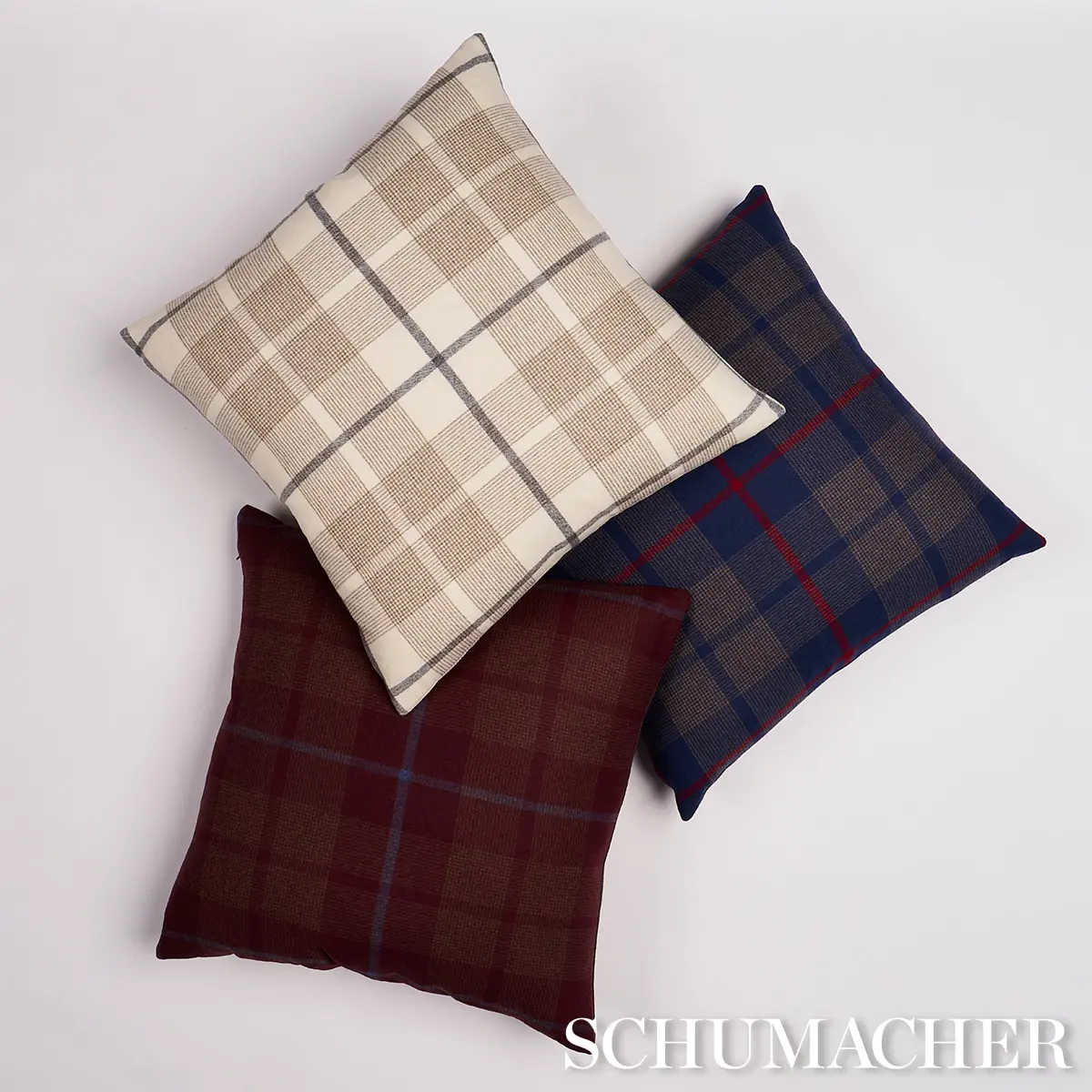 Montana Wool Plaid Pillow_ BURGUNDY