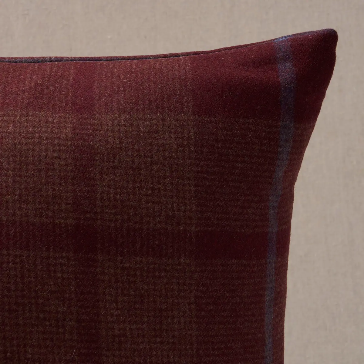 Montana Wool Plaid Pillow_ BURGUNDY
