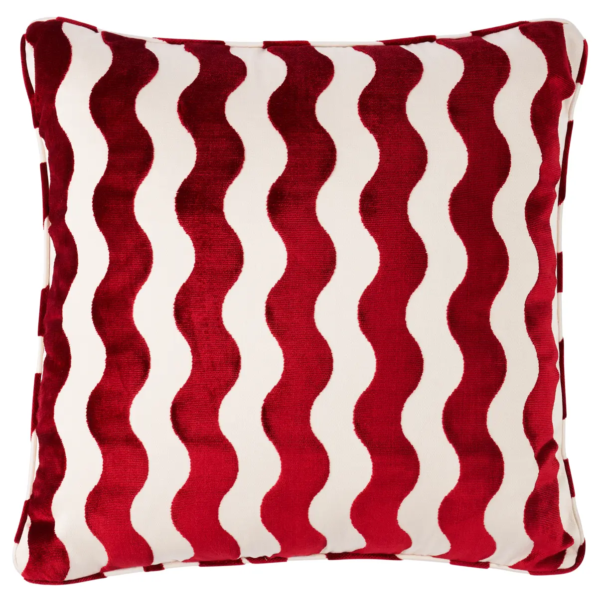 The Wave Velvet Pillow_ RED