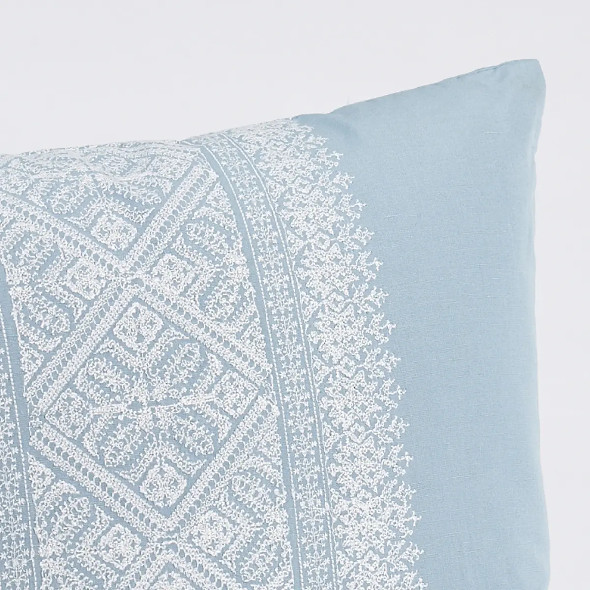 Toledo Embroidery Pillow_ CHAMBRAY & WHITE
