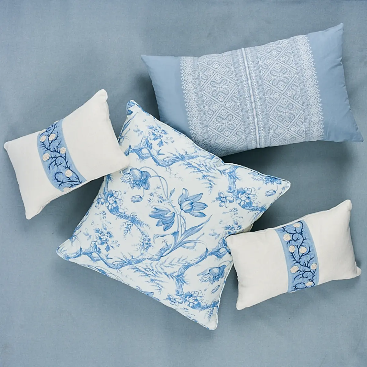Toledo Embroidery Pillow_ CHAMBRAY & WHITE