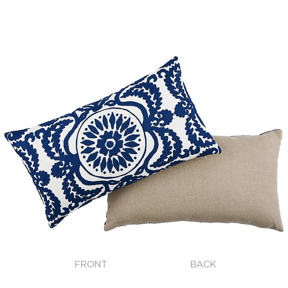 Castanet Embroidery Pillow_ COBALT