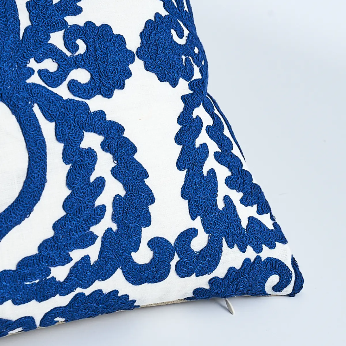 Castanet Embroidery Pillow_ COBALT