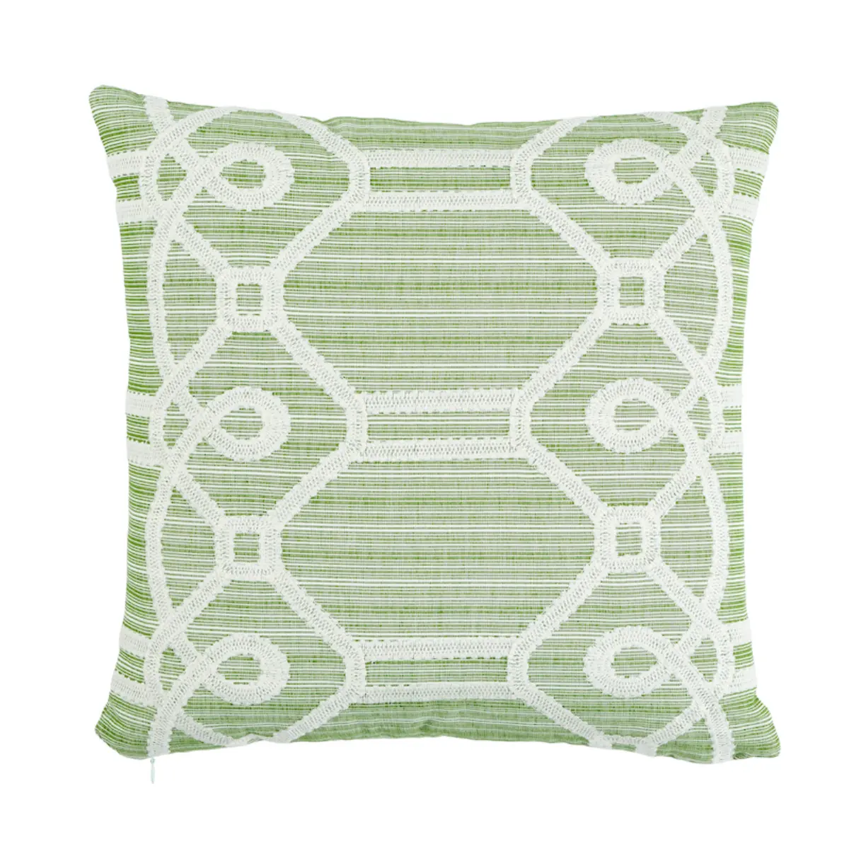 Ziz Embroidery Pillow_ GREEN & WHITE