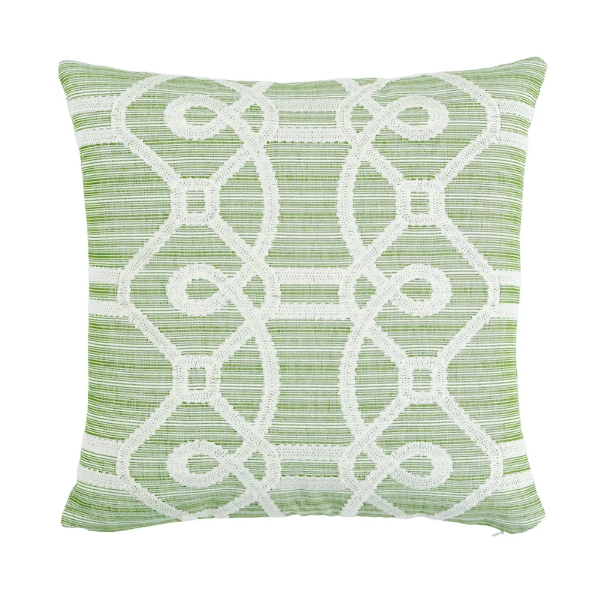 Ziz Embroidery Pillow_ GREEN & WHITE
