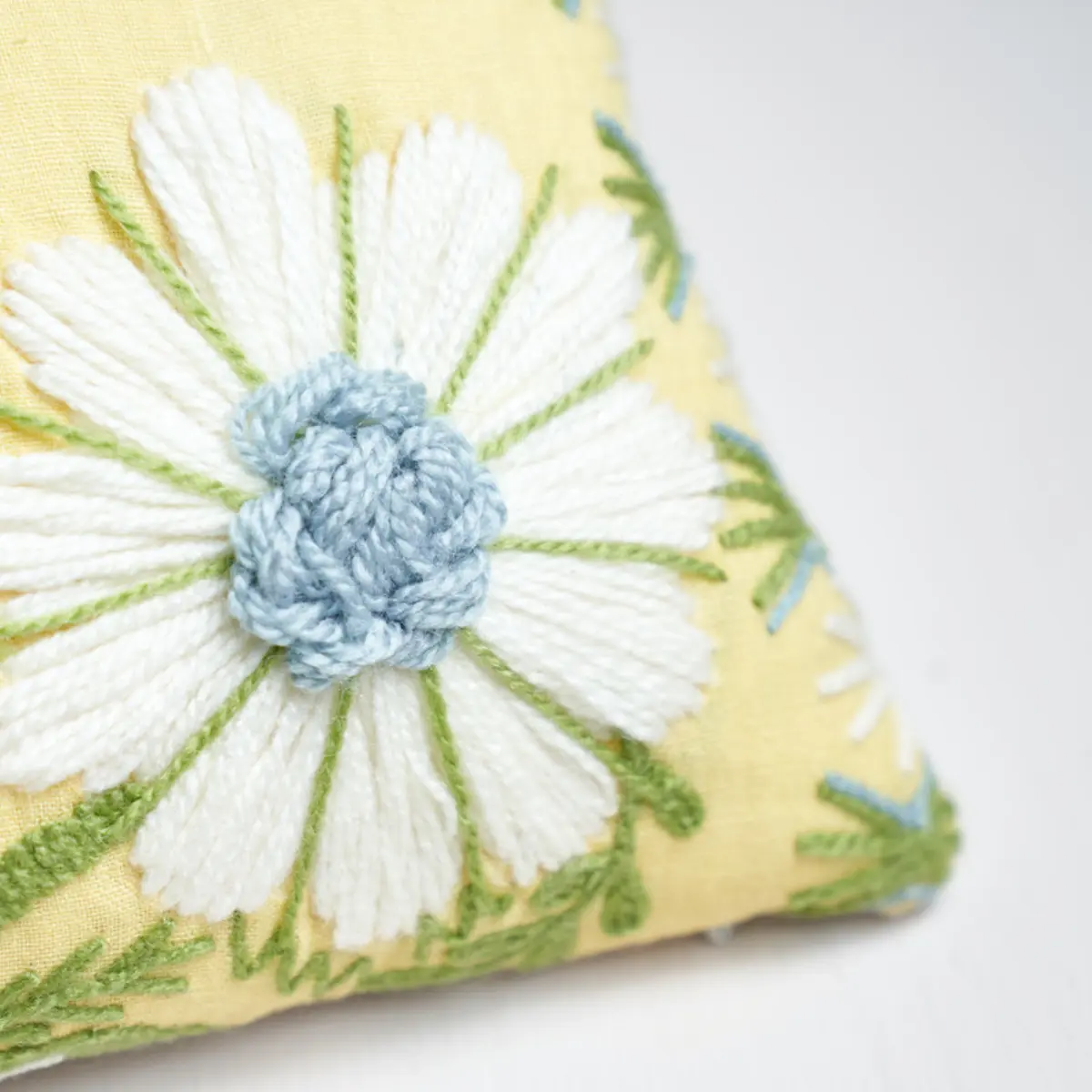 Marguerite Embroidery Pillow A_ BUTTERCUP