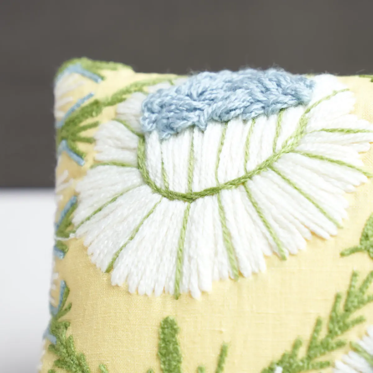 Marguerite Embroidery Pillow B_ BUTTERCUP