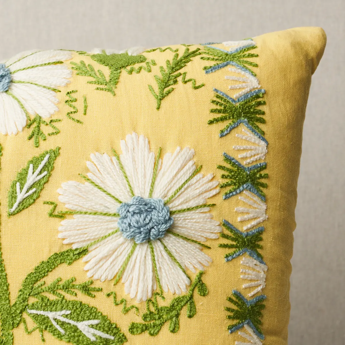 Marguerite Embroidery Pillow_ BUTTERCUP