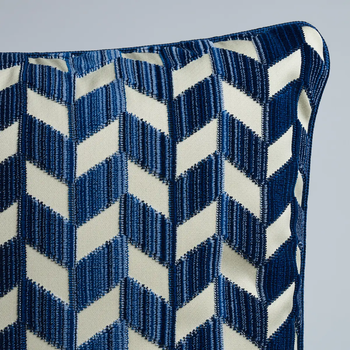 Chevron Strie Velvet Pillow_ LAPIS
