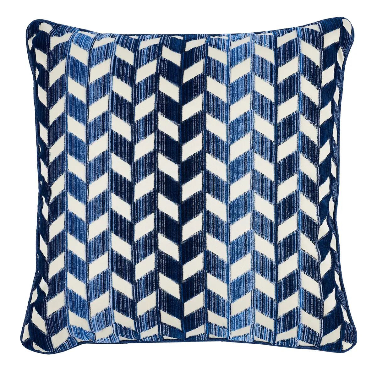 Chevron Strie Velvet Pillow_ LAPIS