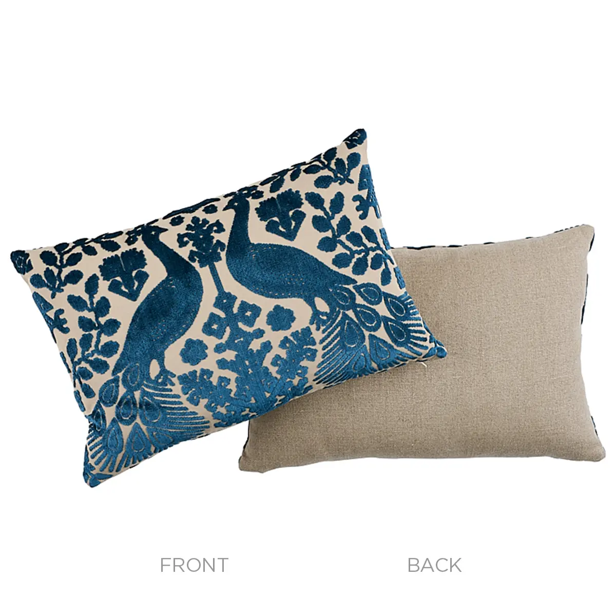 Pavone Velvet Pillow_ PEACOCK & SAND