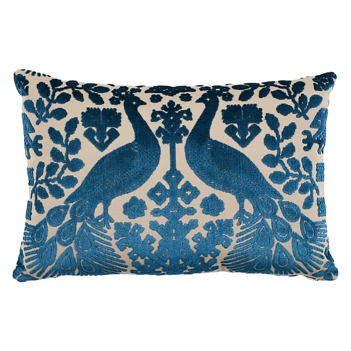 Pavone Velvet Pillow_ PEACOCK & SAND
