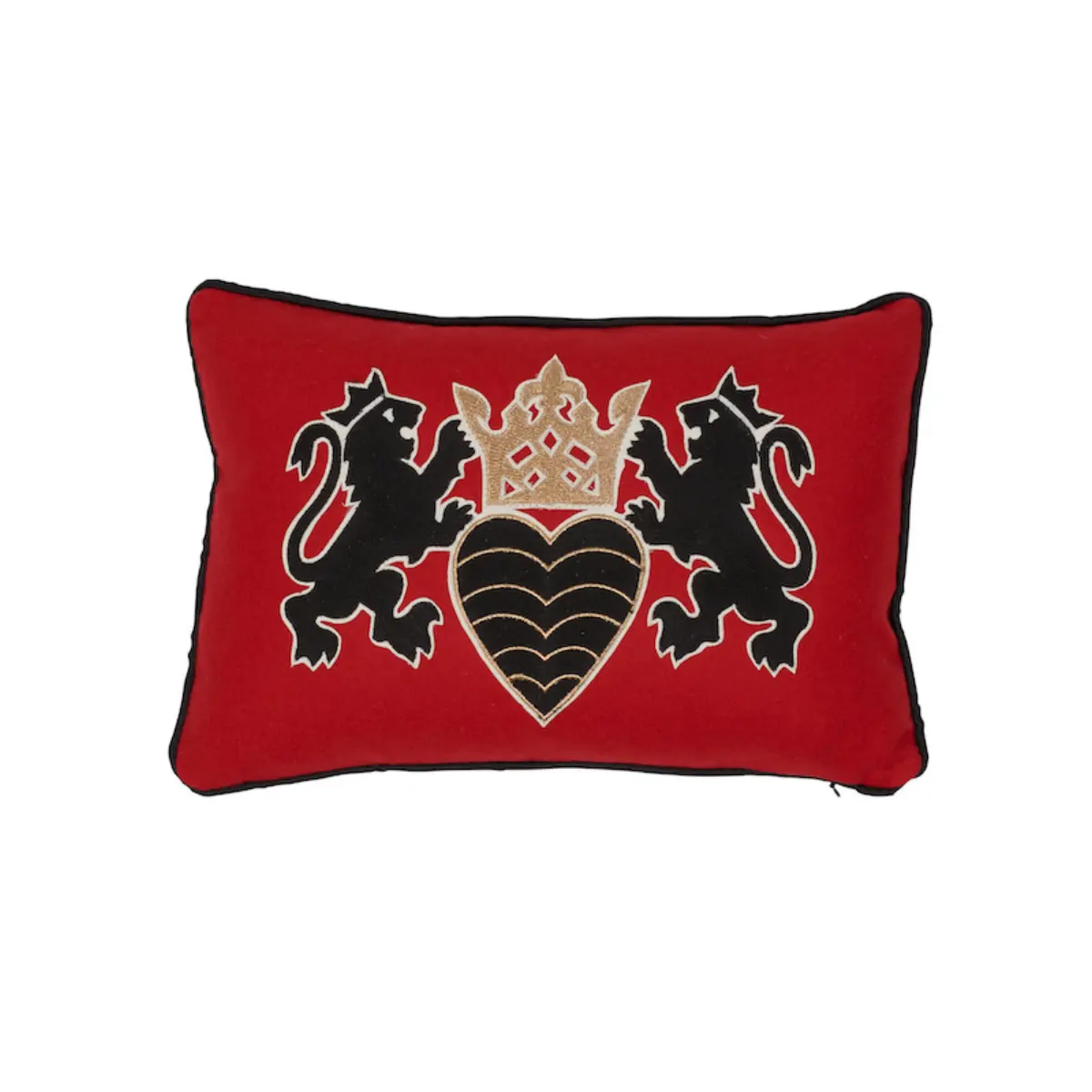 Lionheart Applique Pillow_ BLACK & GOLD