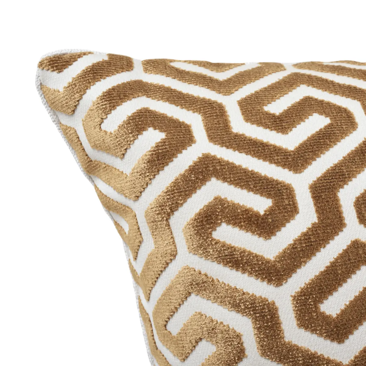 Ming Fret Velvet Pillow_ BRONZE