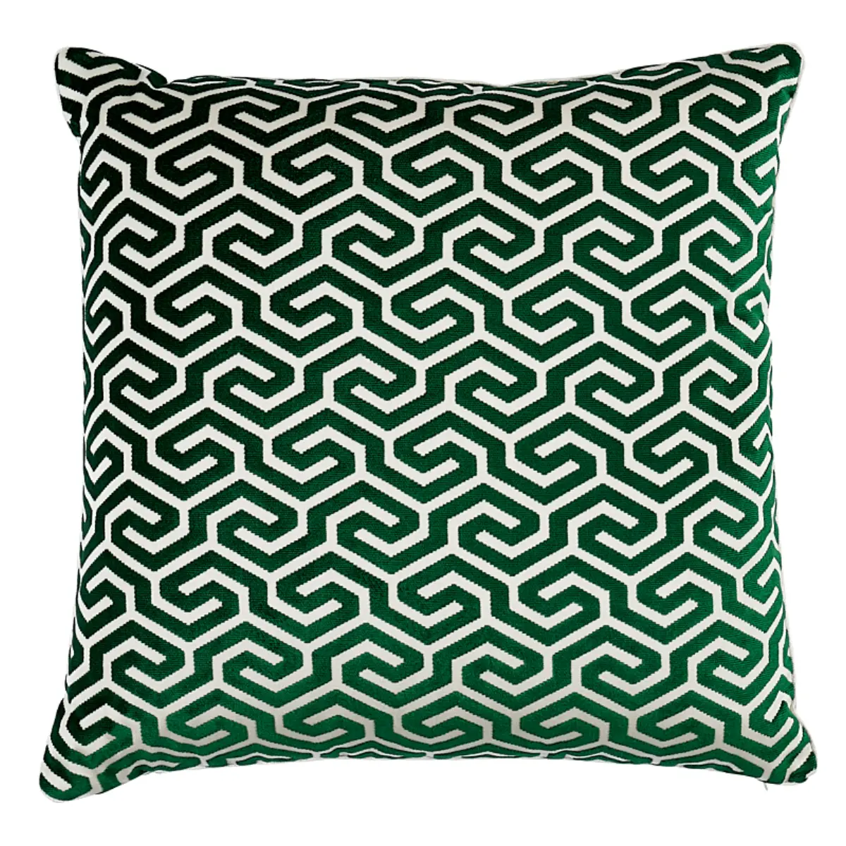 Ming Fret Velvet Pillow_ EMERALD