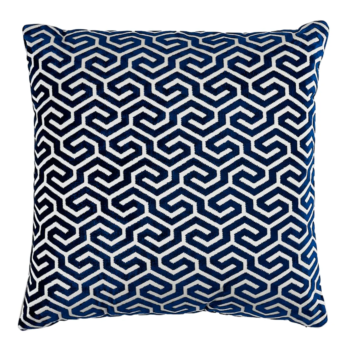 Ming Fret Velvet Pillow_ NAVY