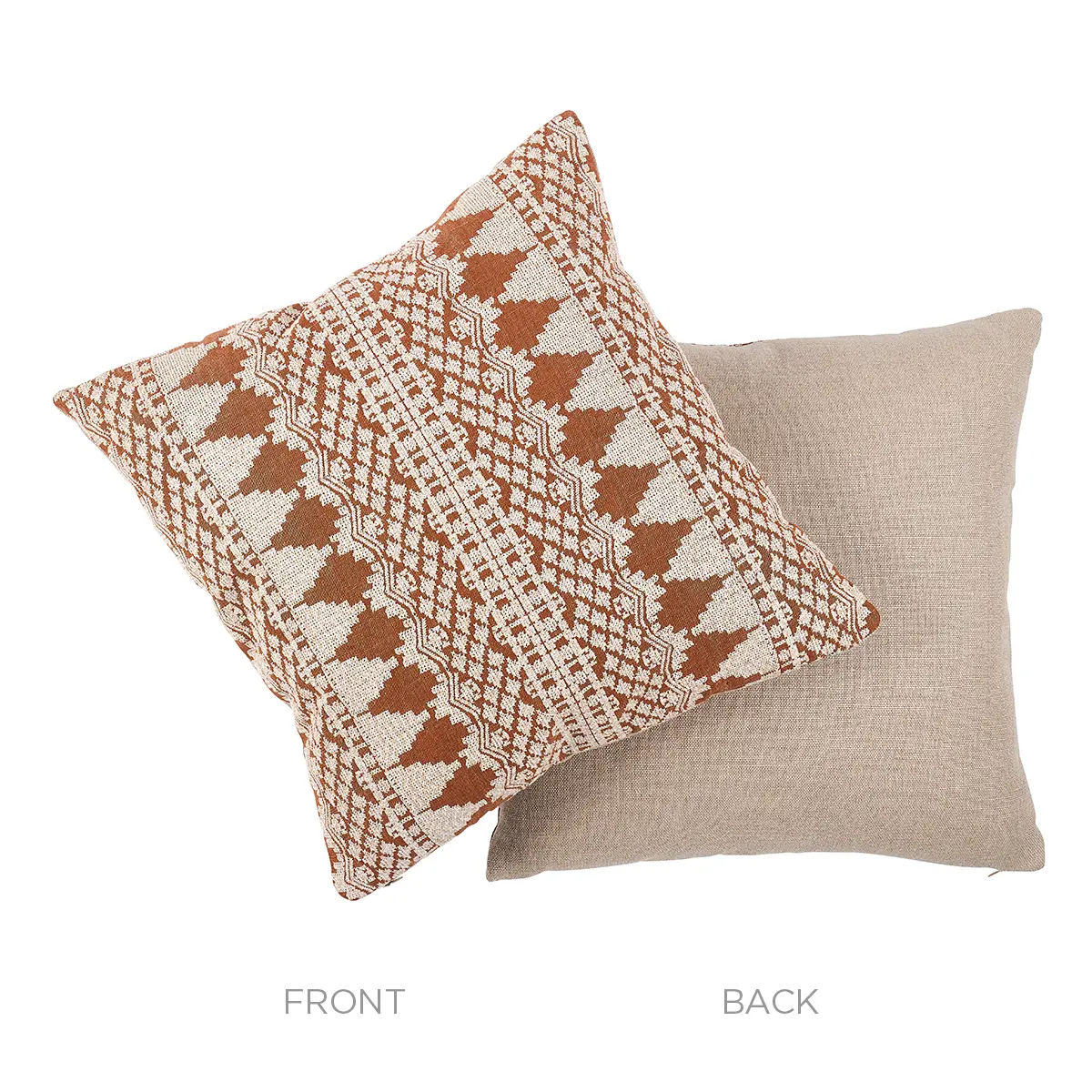 Wentworth Embroidery Pillow_ RUST
