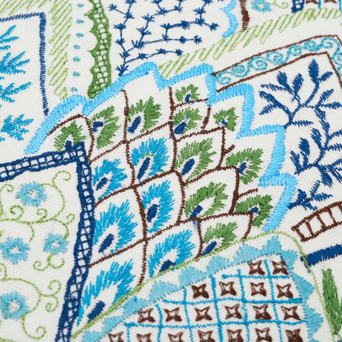 Albizia Embroidery Pillow_ BLUE & GREEN