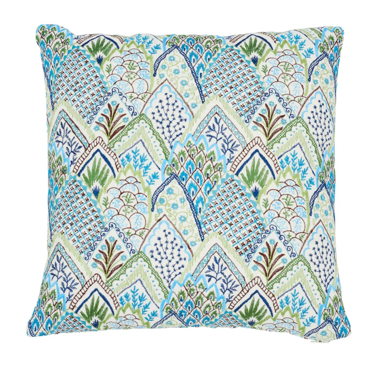 Albizia Embroidery Pillow_ BLUE & GREEN